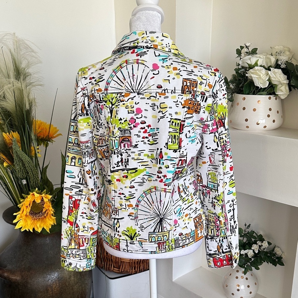 Dolcezza Colorful Graphic Women's Jean Jacket - Picture 3 of 7